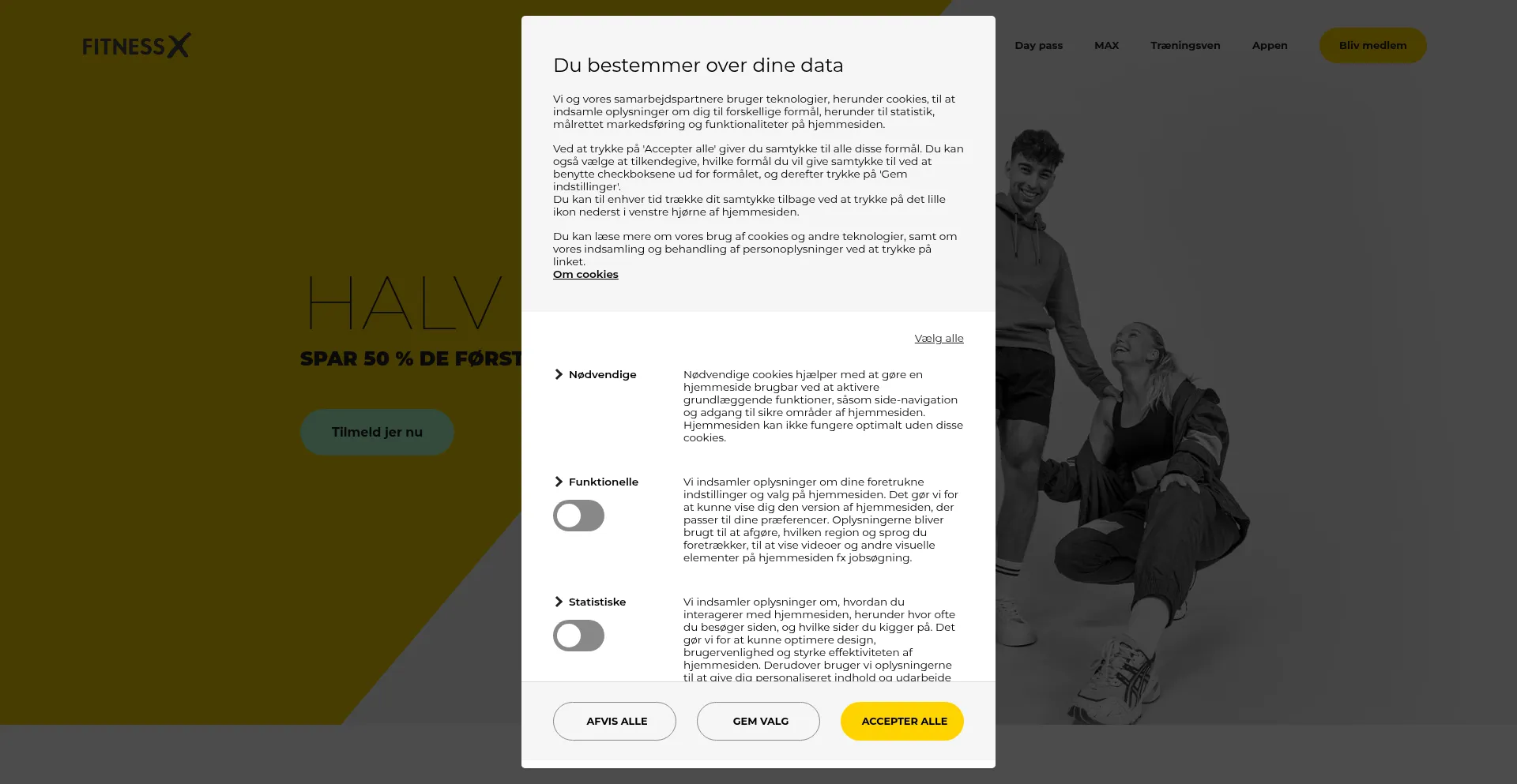 Website screenshot of Fitnessx.dk