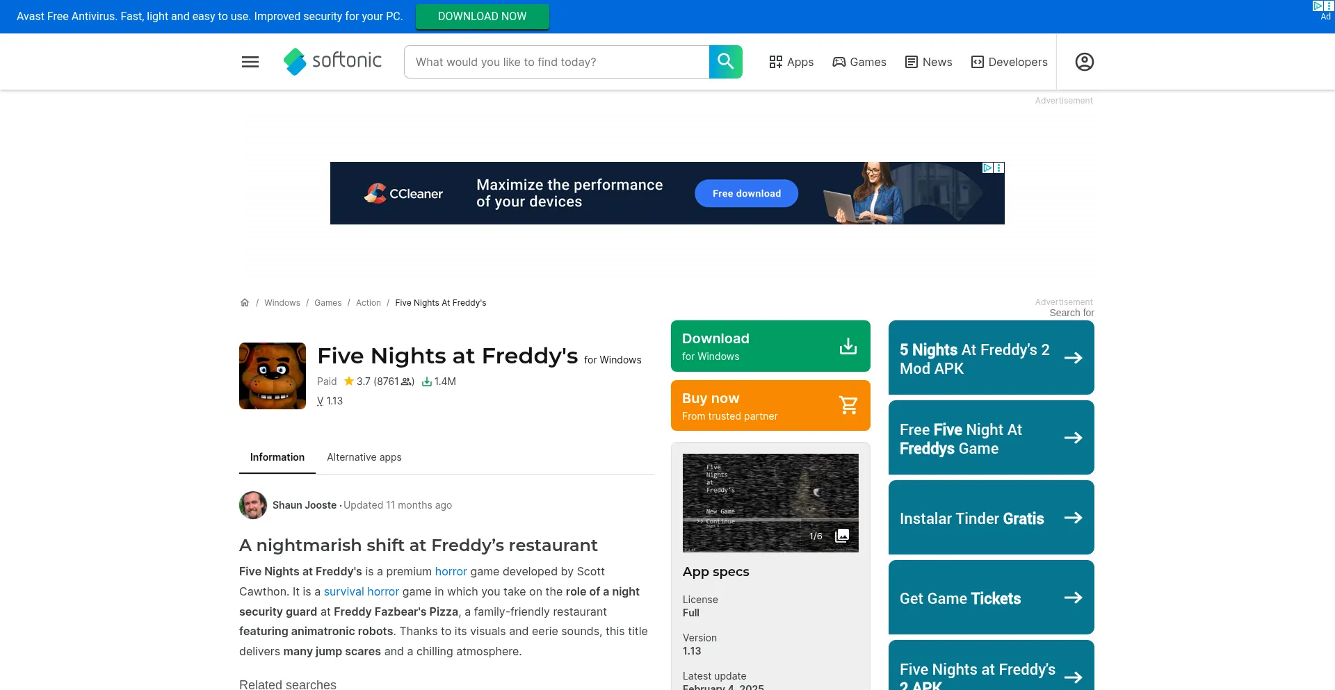 Five-nights-at-freddys.en.softonic.com