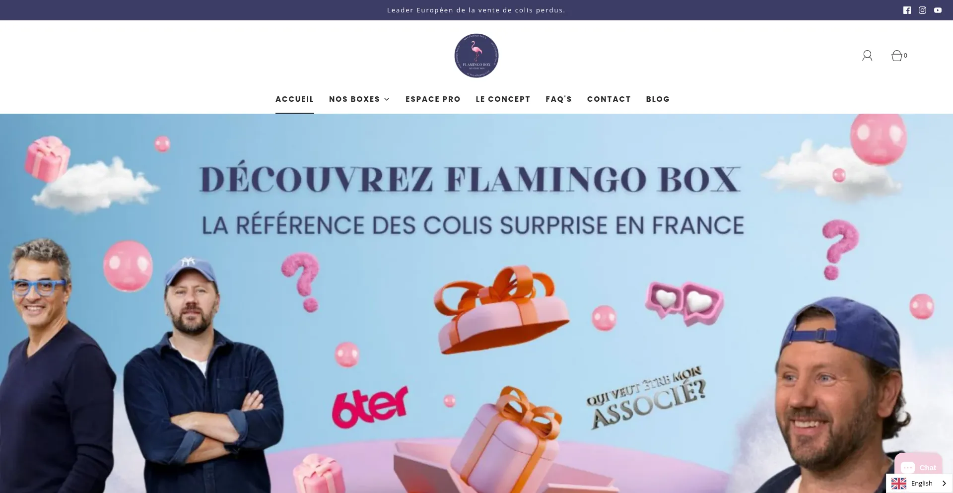 Website screenshot of Flamingo-box.fr