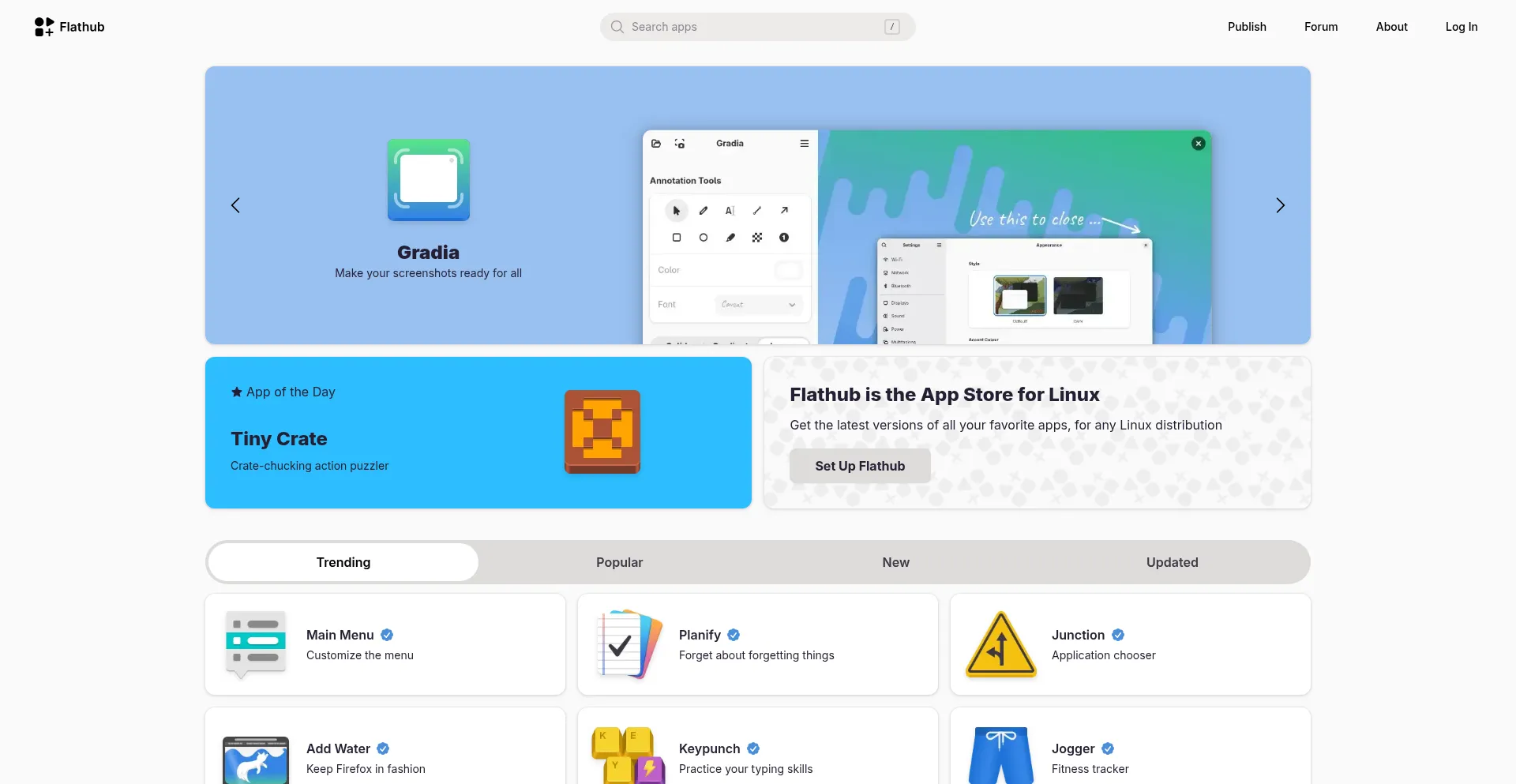 Website screenshot of Flathub.org