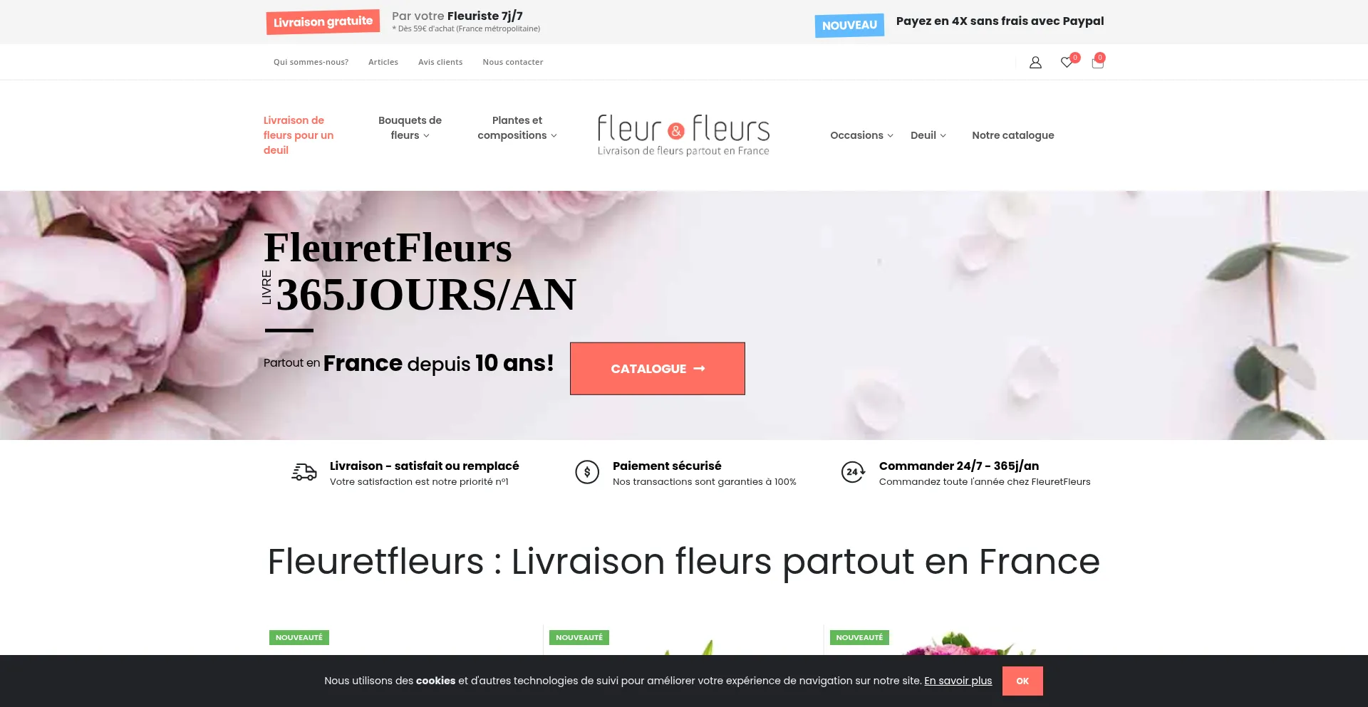 Website screenshot of Fleuretfleurs.fr