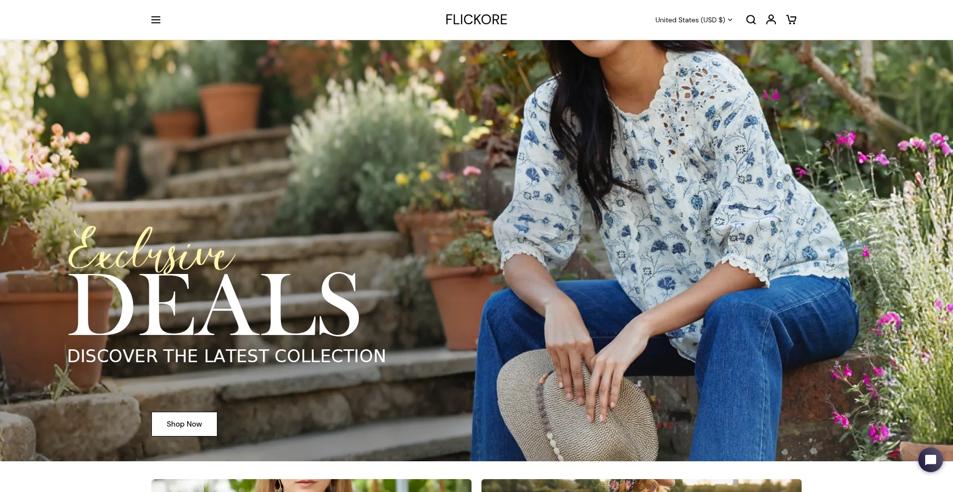 Website screenshot of Flickore.com