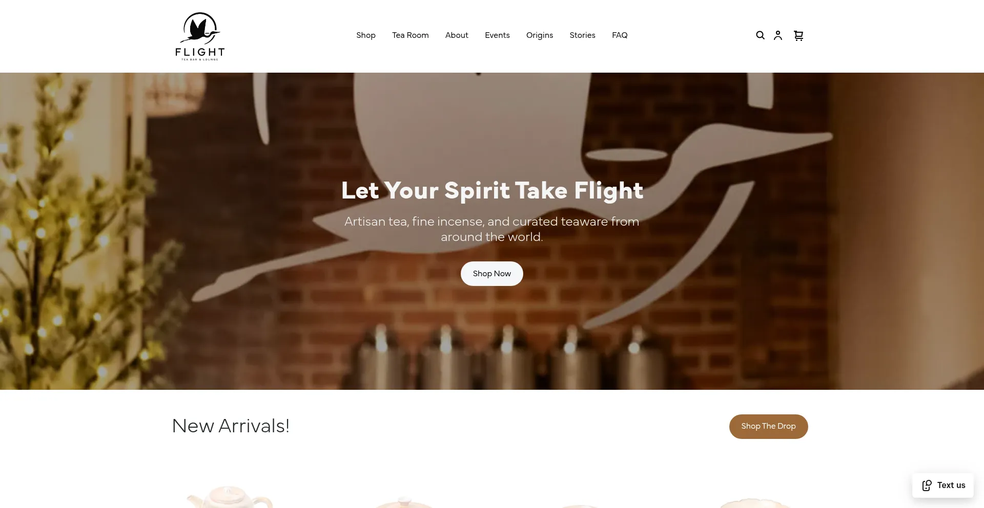 Website screenshot of Flightteabarandlounge.com