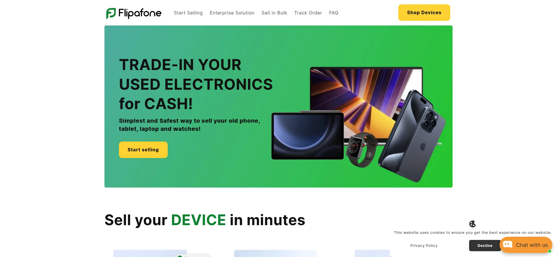 Website screenshot of Flipafone.com