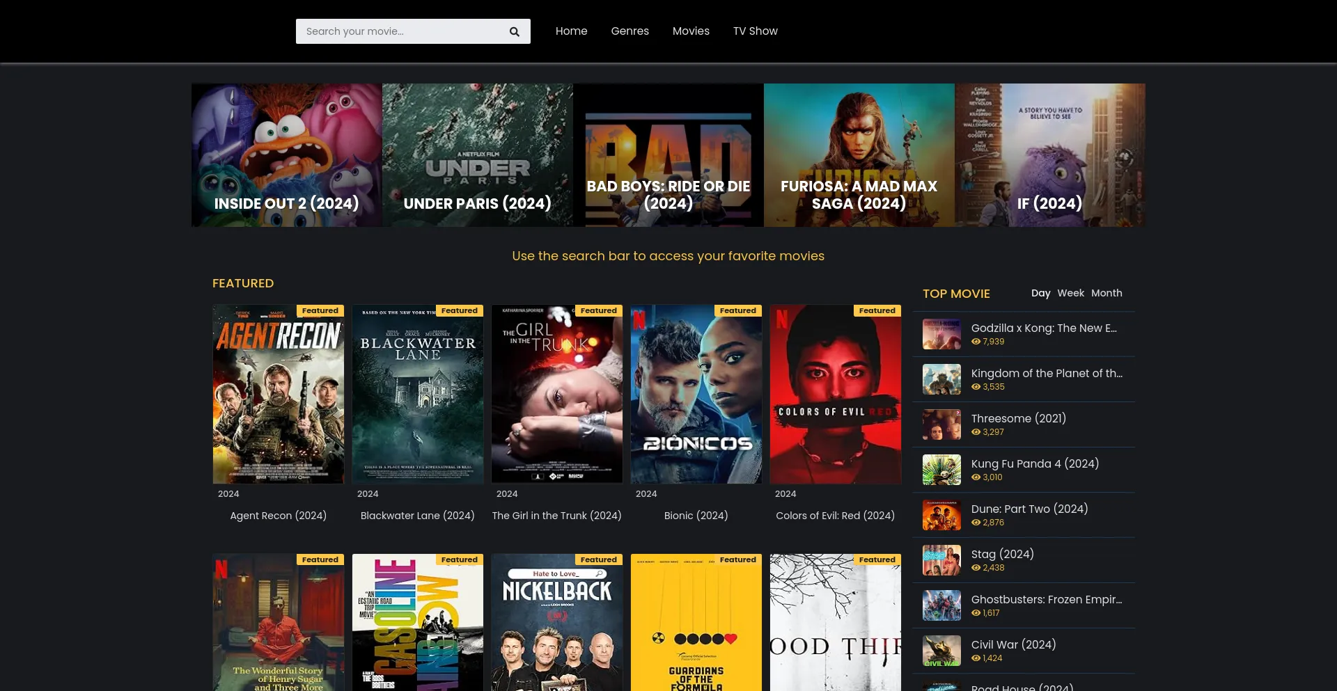 Website screenshot of Flixflare.bar