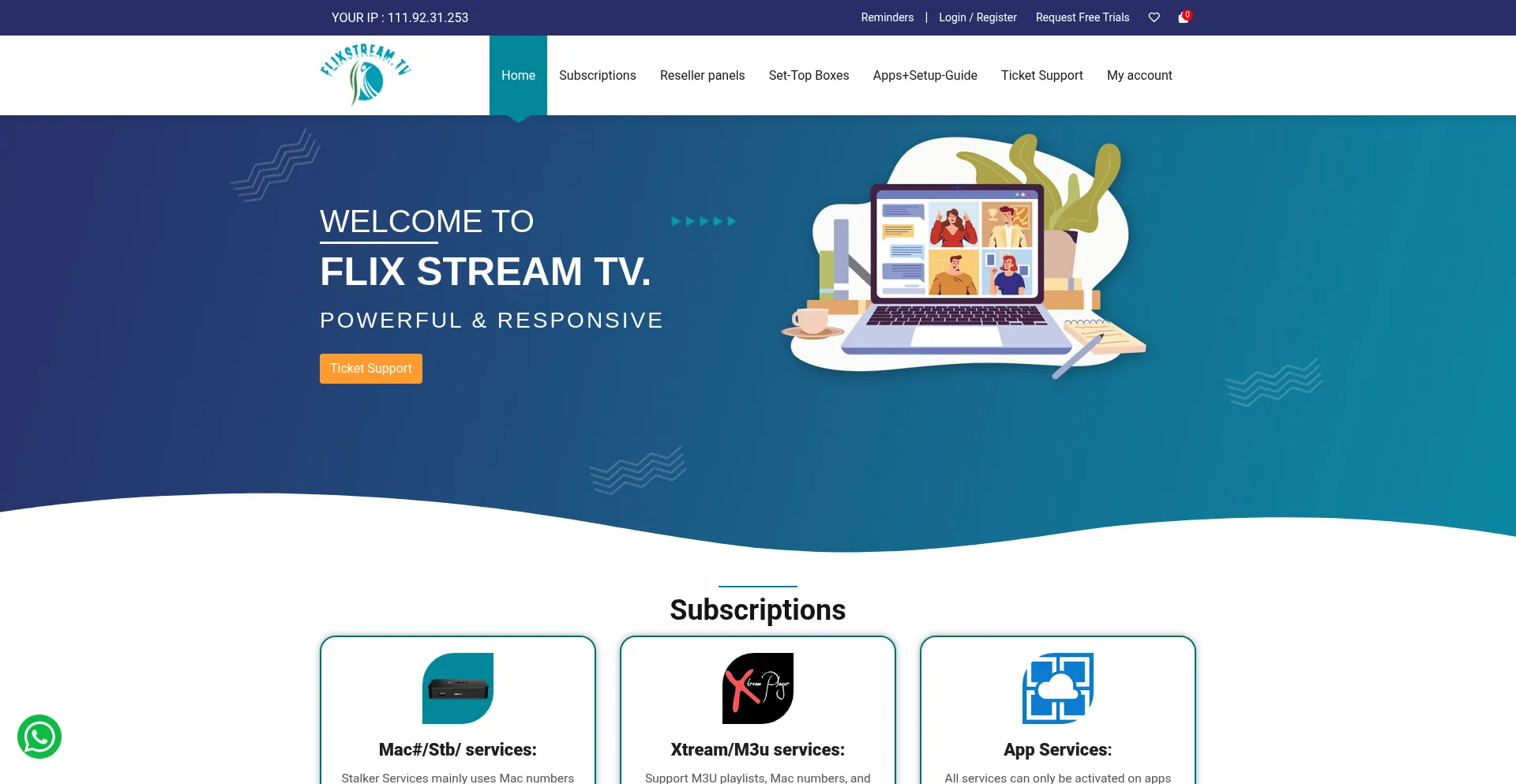 Website screenshot of Flixstreamtv.com