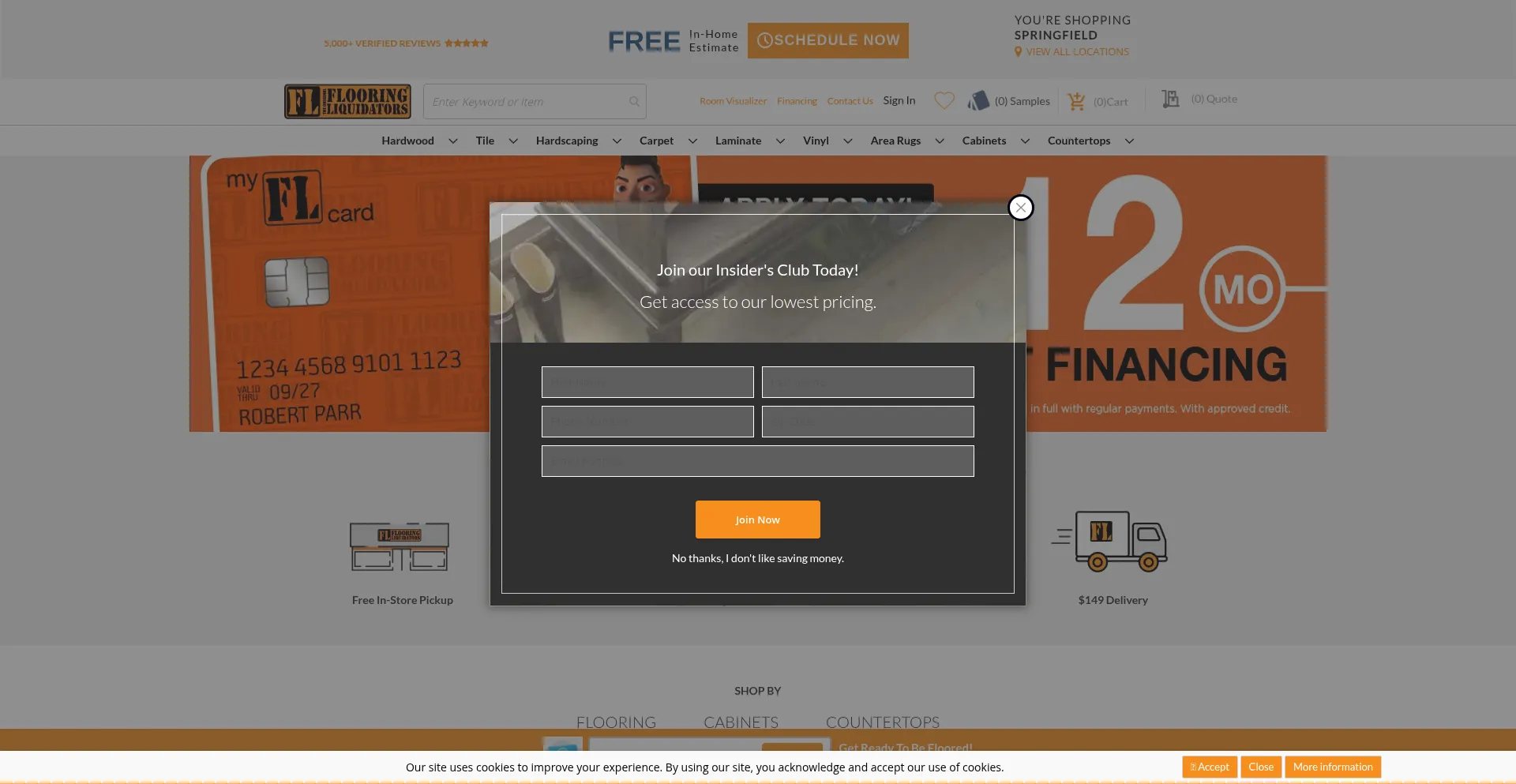 Website screenshot of Flooringliquidators.net