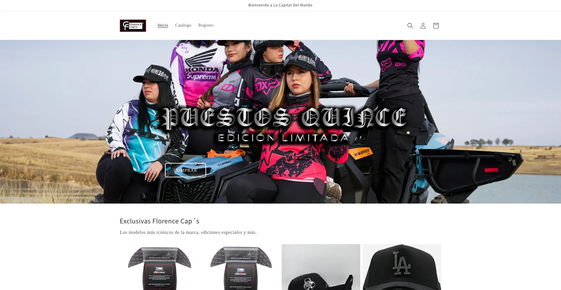 Website screenshot of Florencecaps.mx