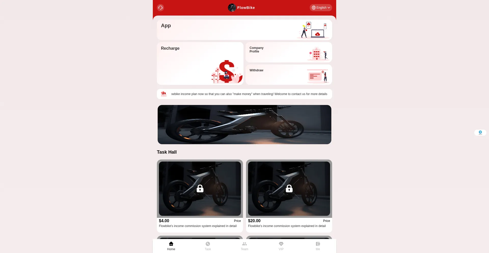 Website screenshot of Flowbike.net