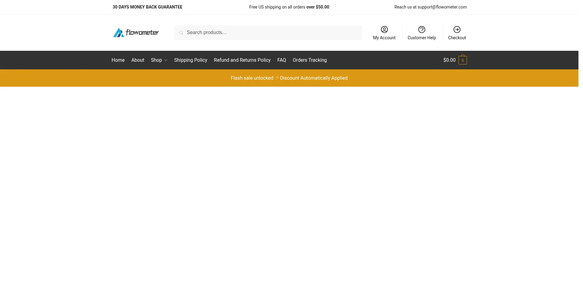 Website screenshot of Flowometer.com