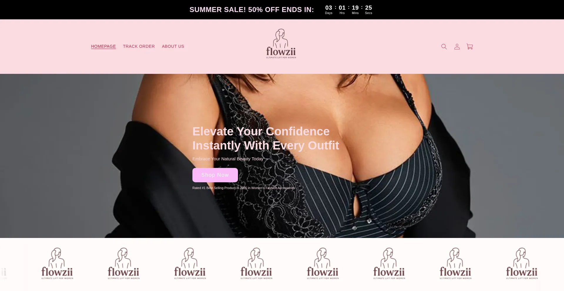Website screenshot of Flowzii.com