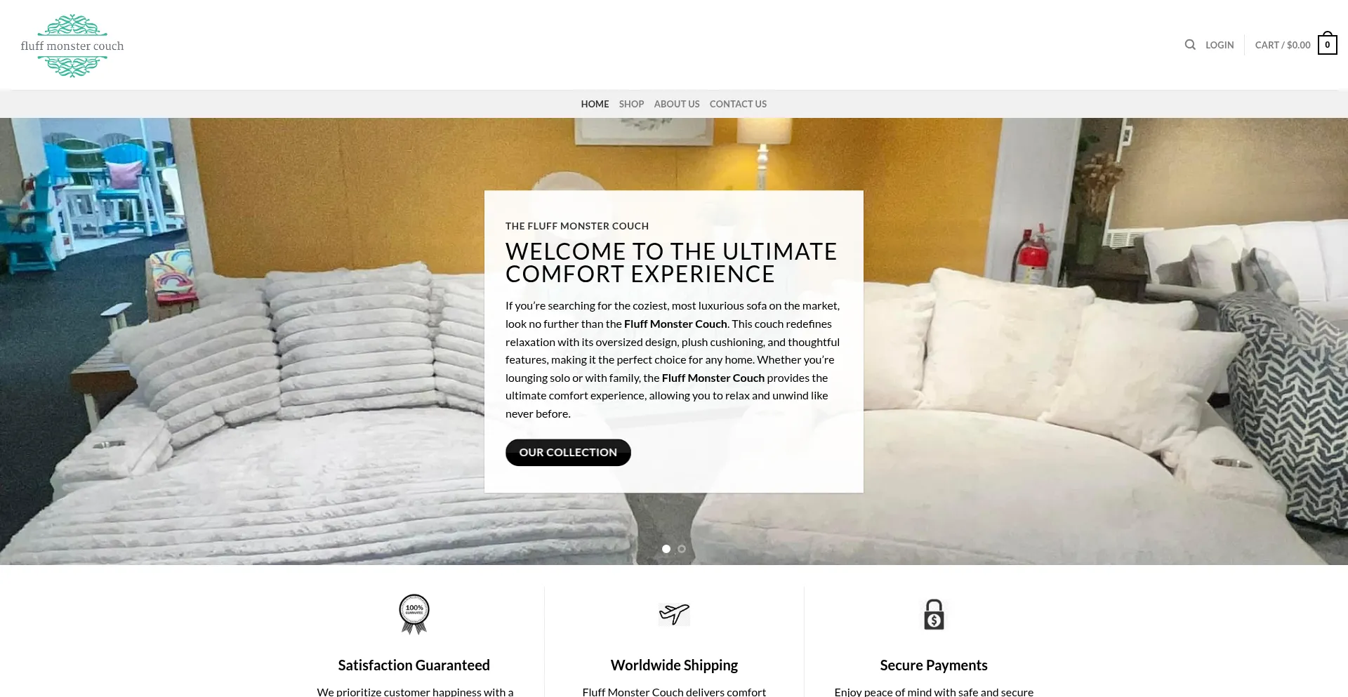 Website screenshot of Fluffmonstercouch.com