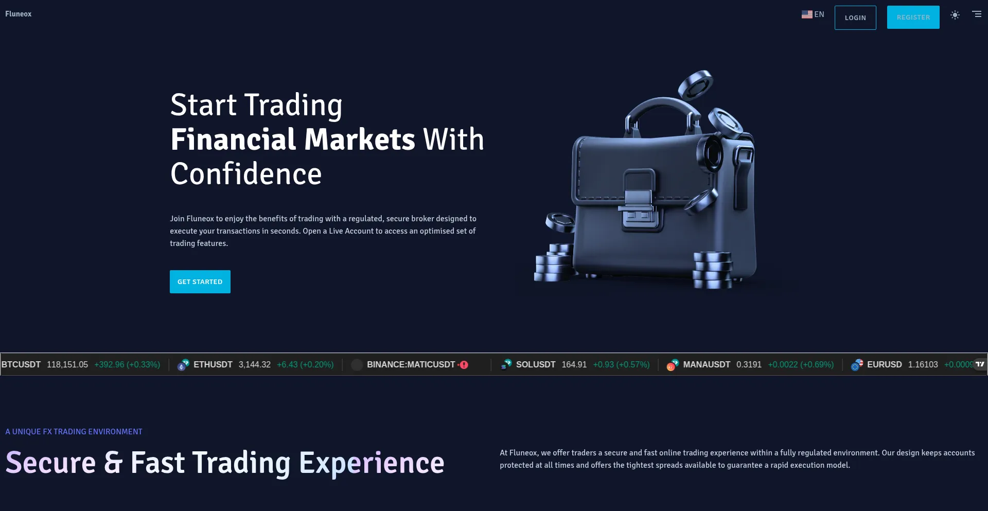 Website screenshot of Fluneox.com