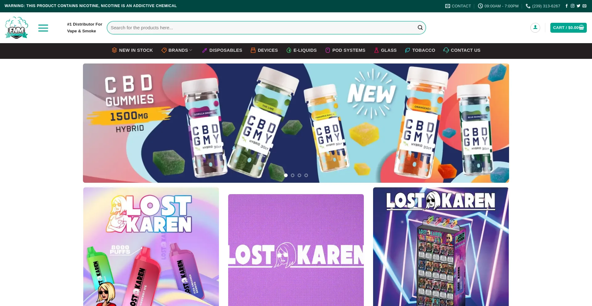 Website screenshot of Fnmdistributinginc.com