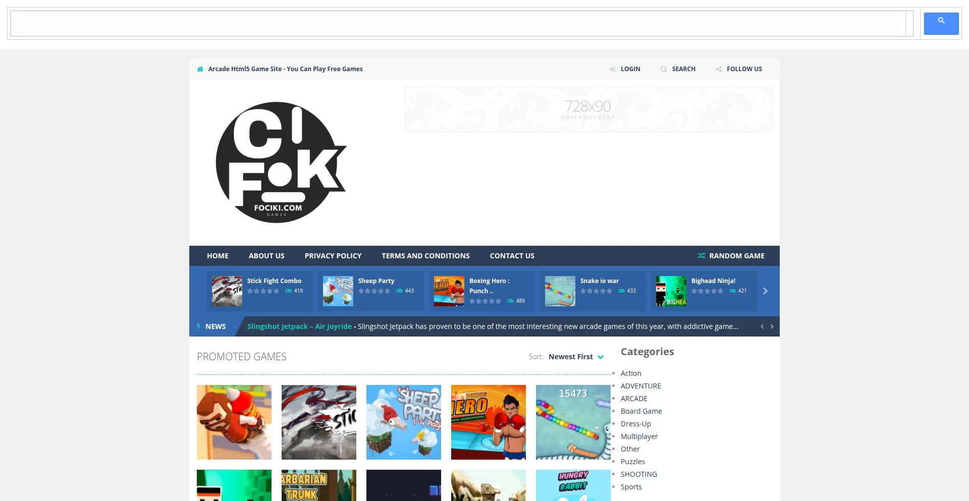 Website screenshot of Fociki.com