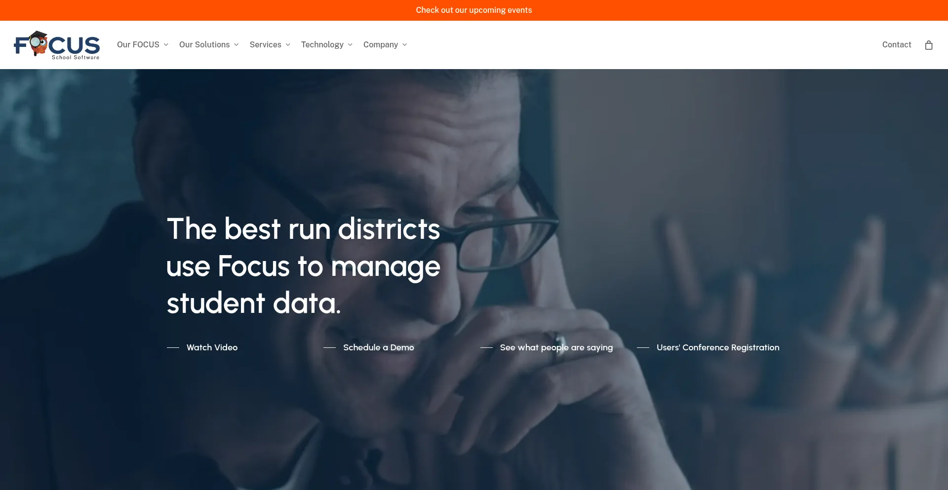 Website screenshot of Focusschoolsoftware.com