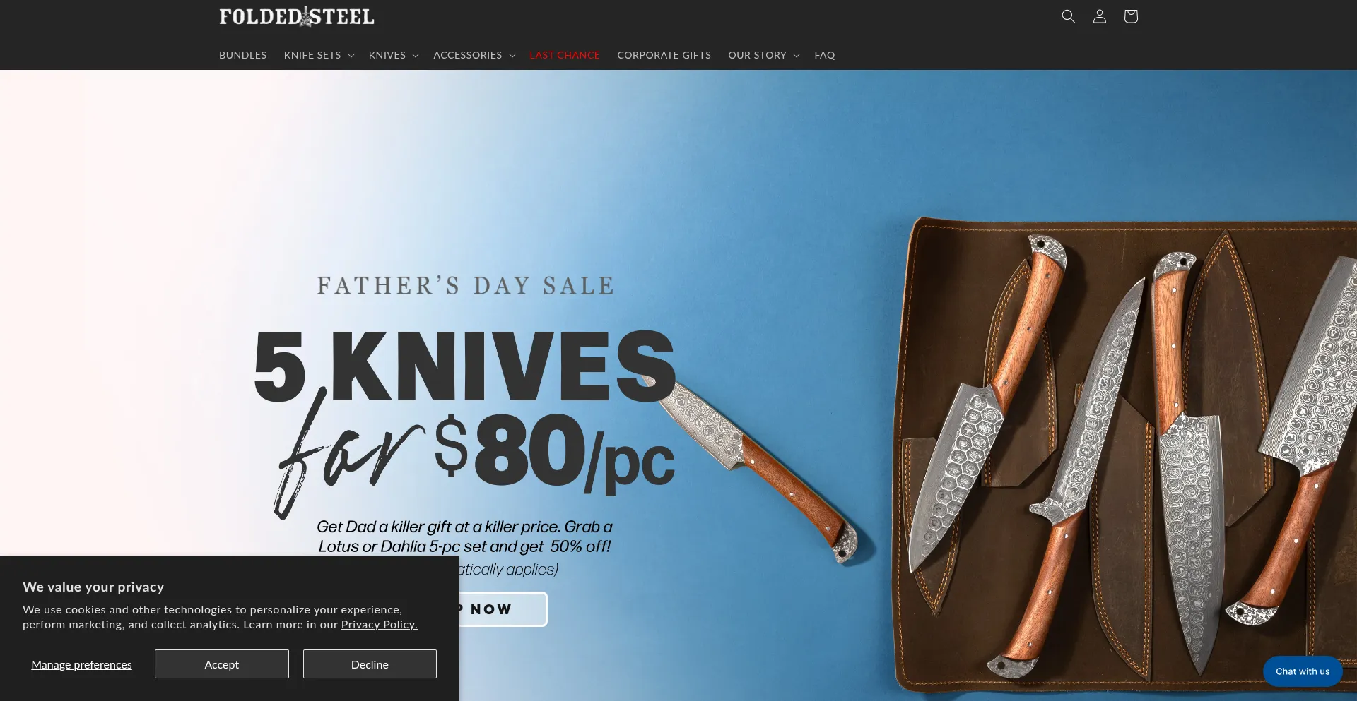 Website screenshot of Foldedsteel.com