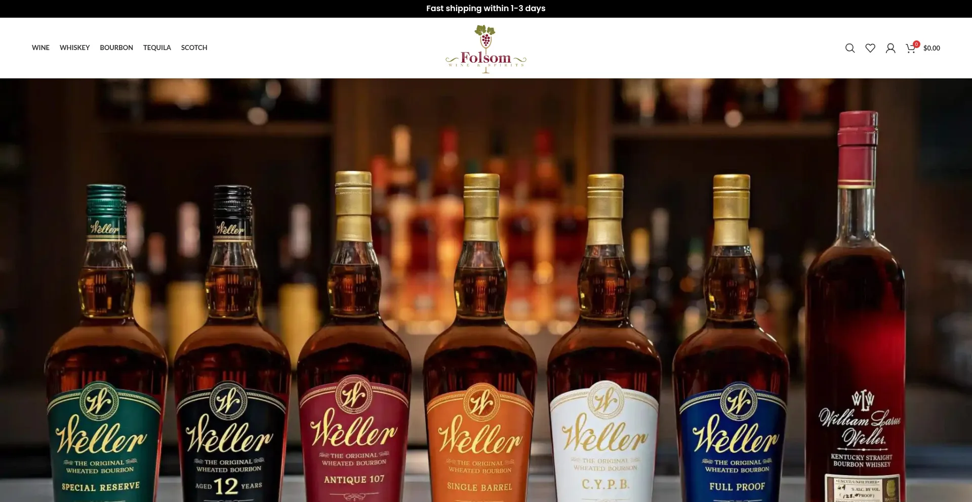 Website screenshot of Folsomwinespiritshub.shop