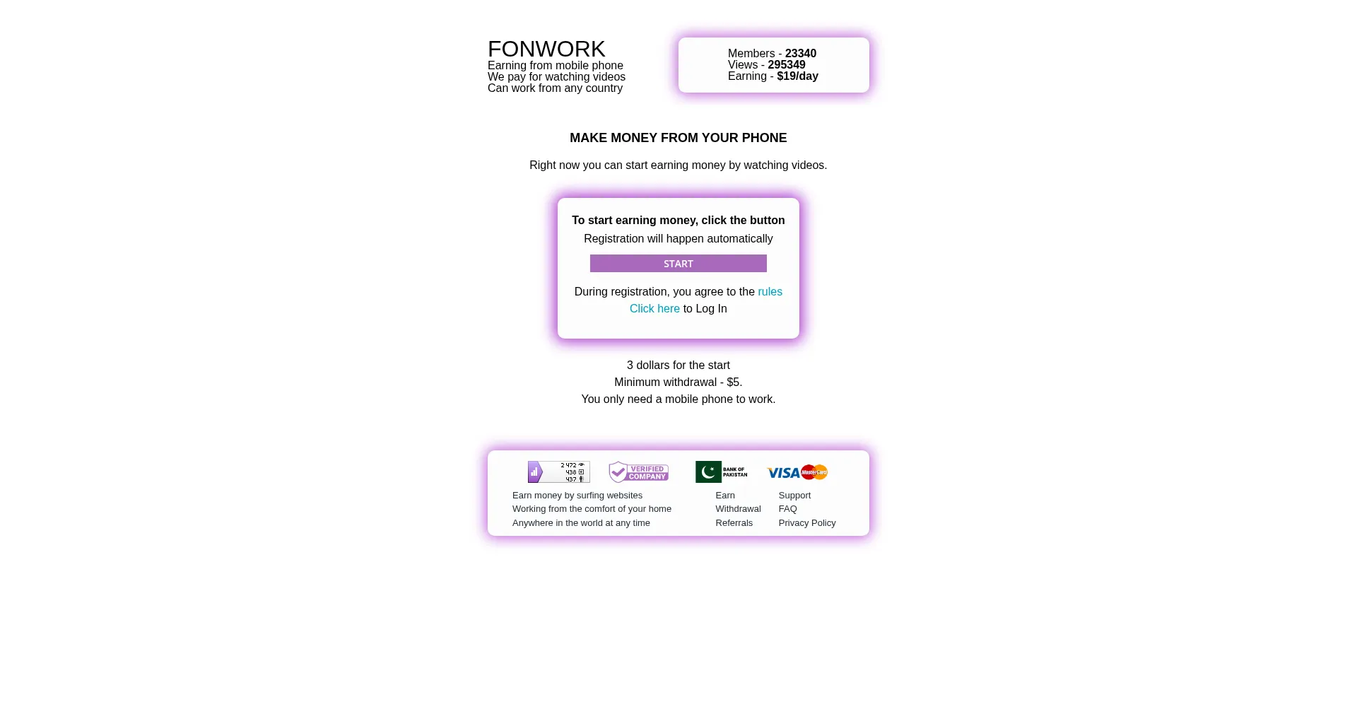 Website screenshot of Fonwork.pro
