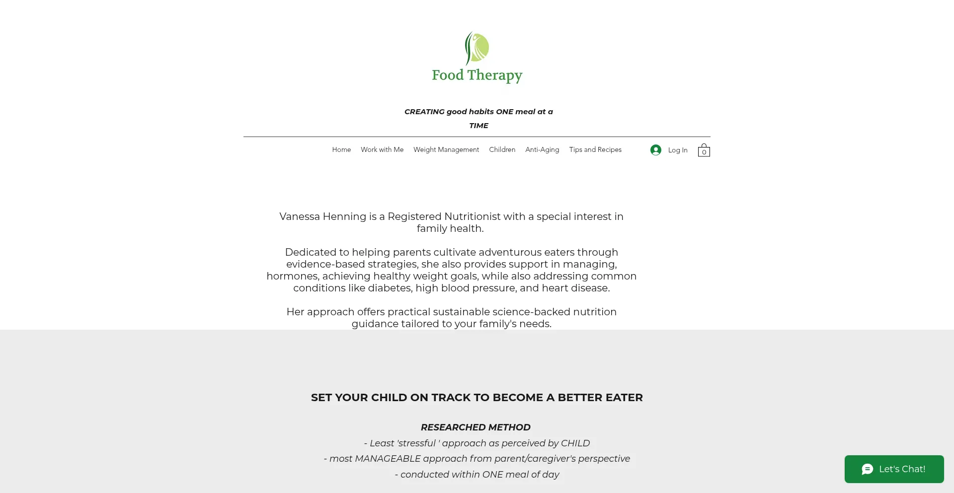 Website screenshot of Food-therapy.org