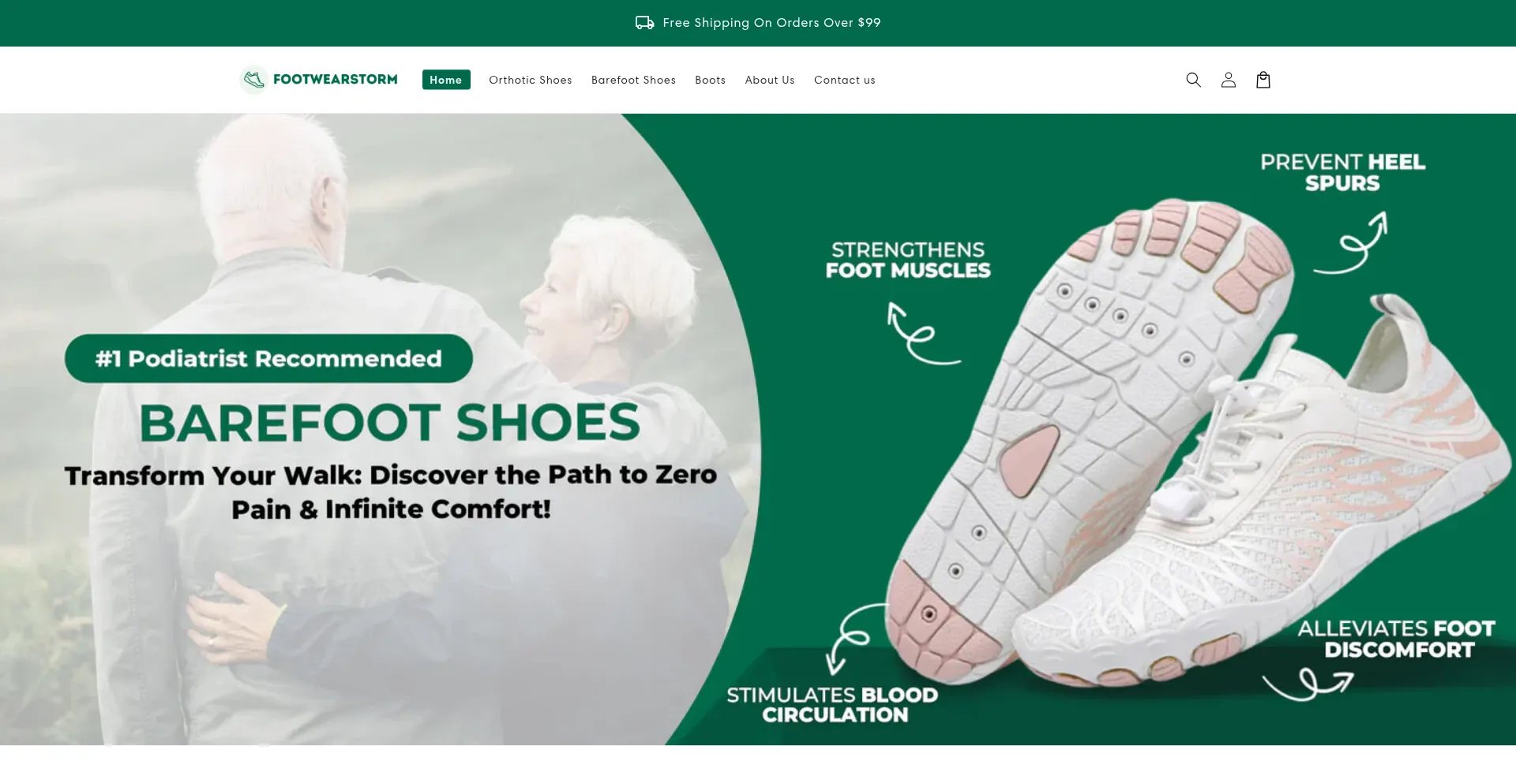 Website screenshot of Footwearstorm.com