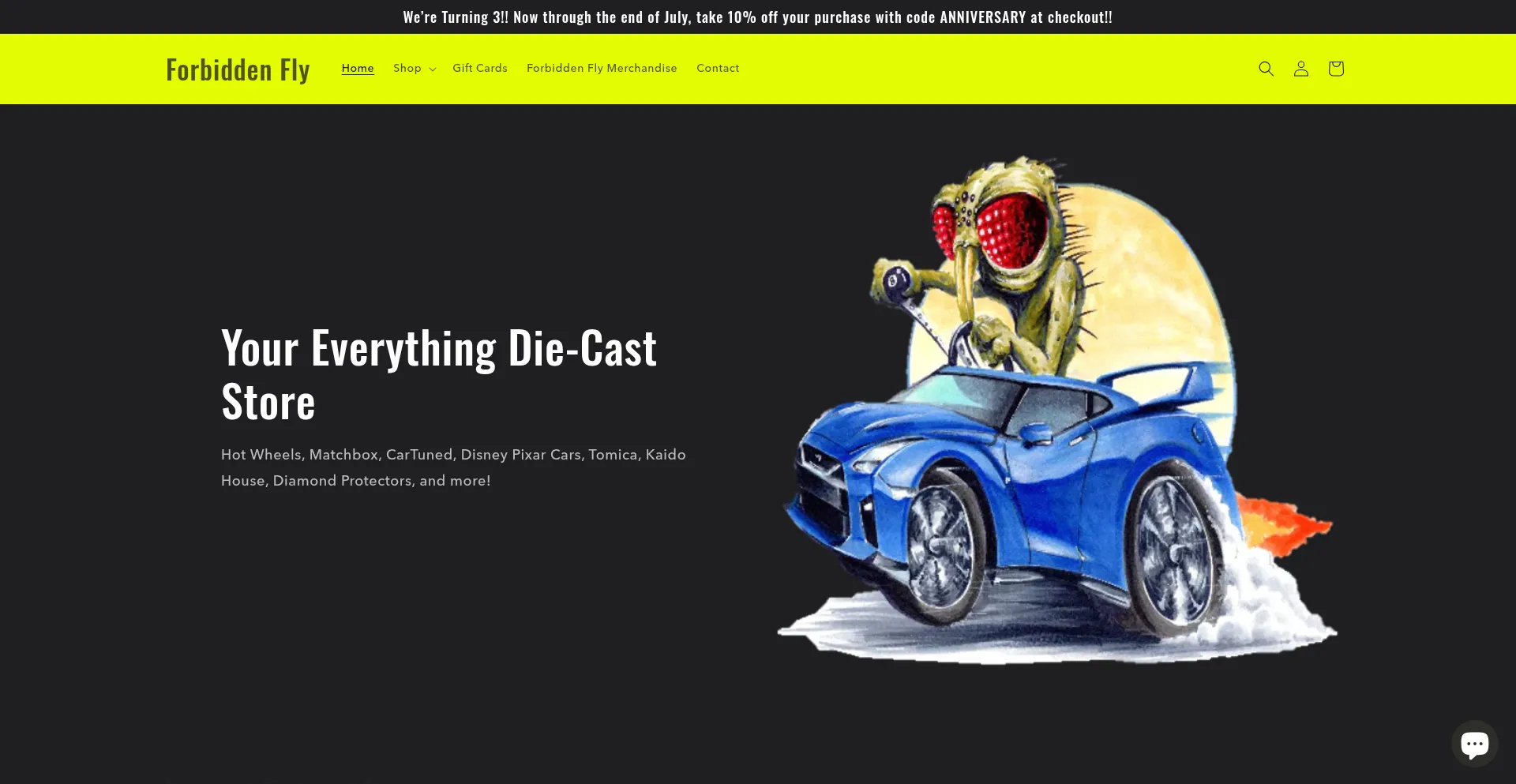 Website screenshot of Forbiddenfly.com