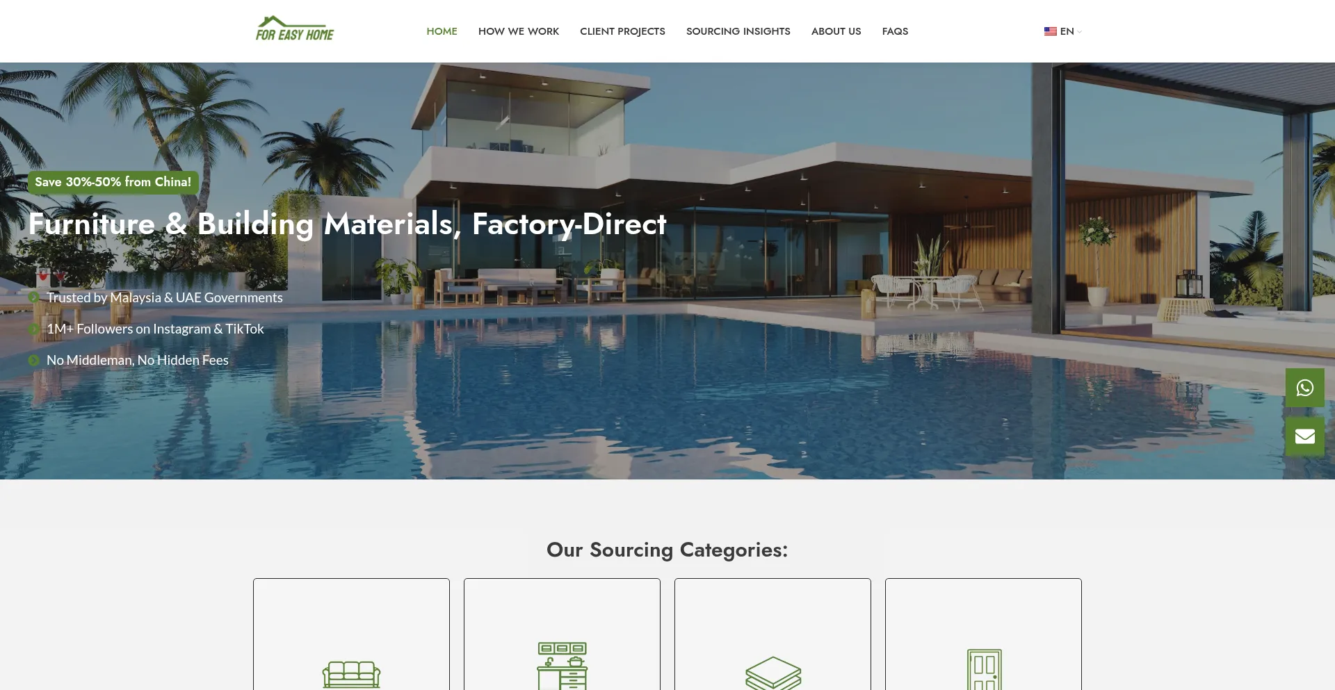 Website screenshot of Foreasyhome.com