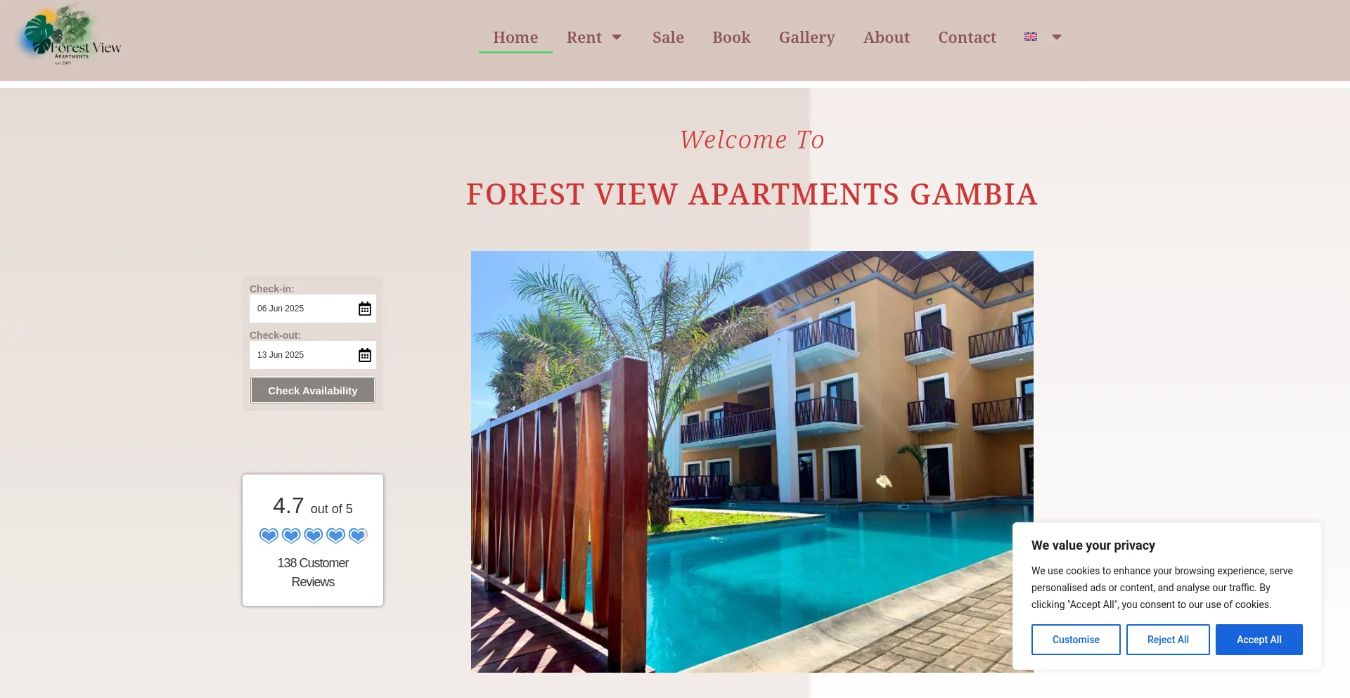 Website screenshot of Forestviewgambia.com