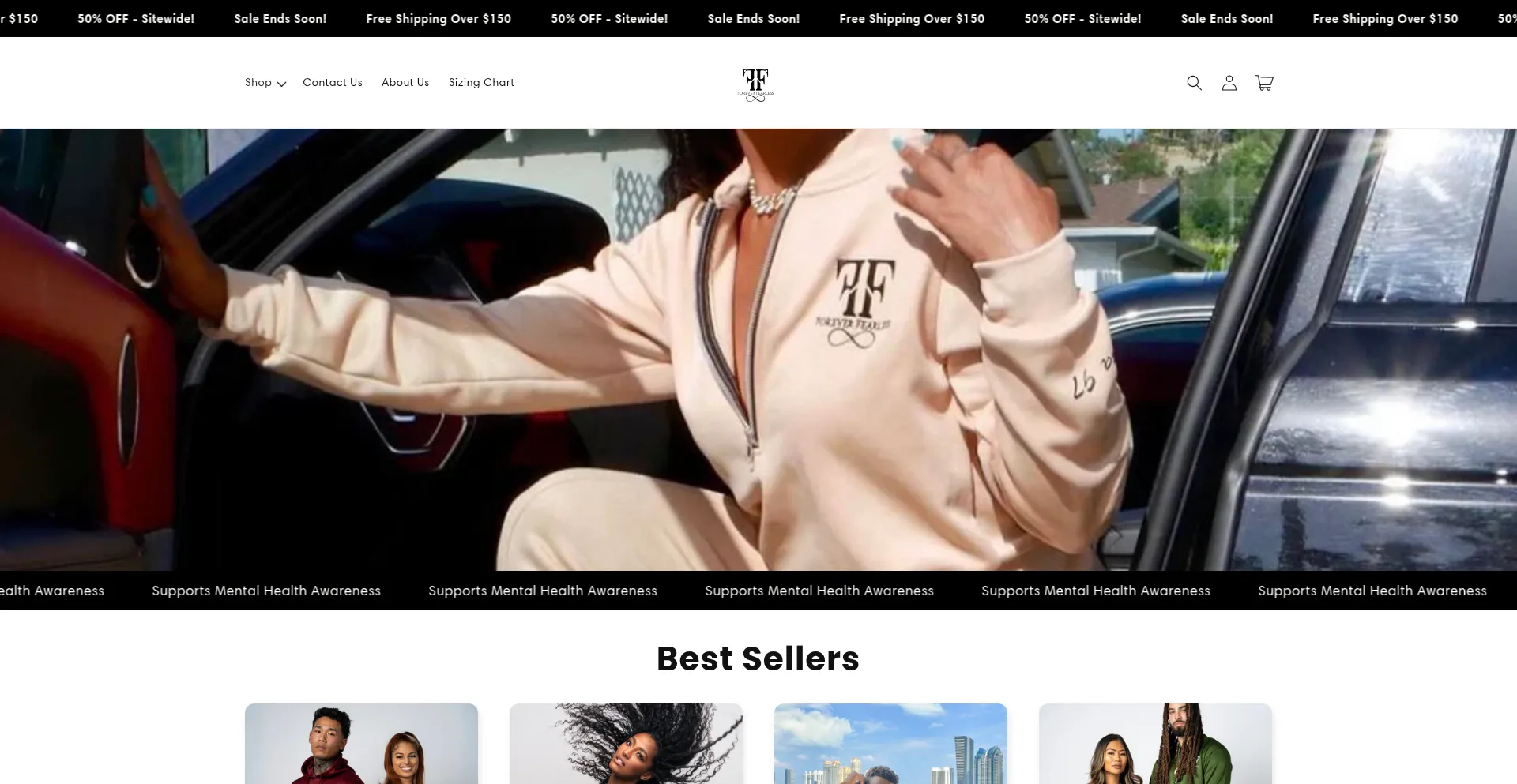Website screenshot of Foreverfearlessfashion.com
