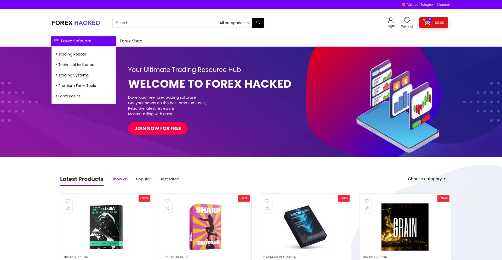 Website screenshot of Forex-hacked.com