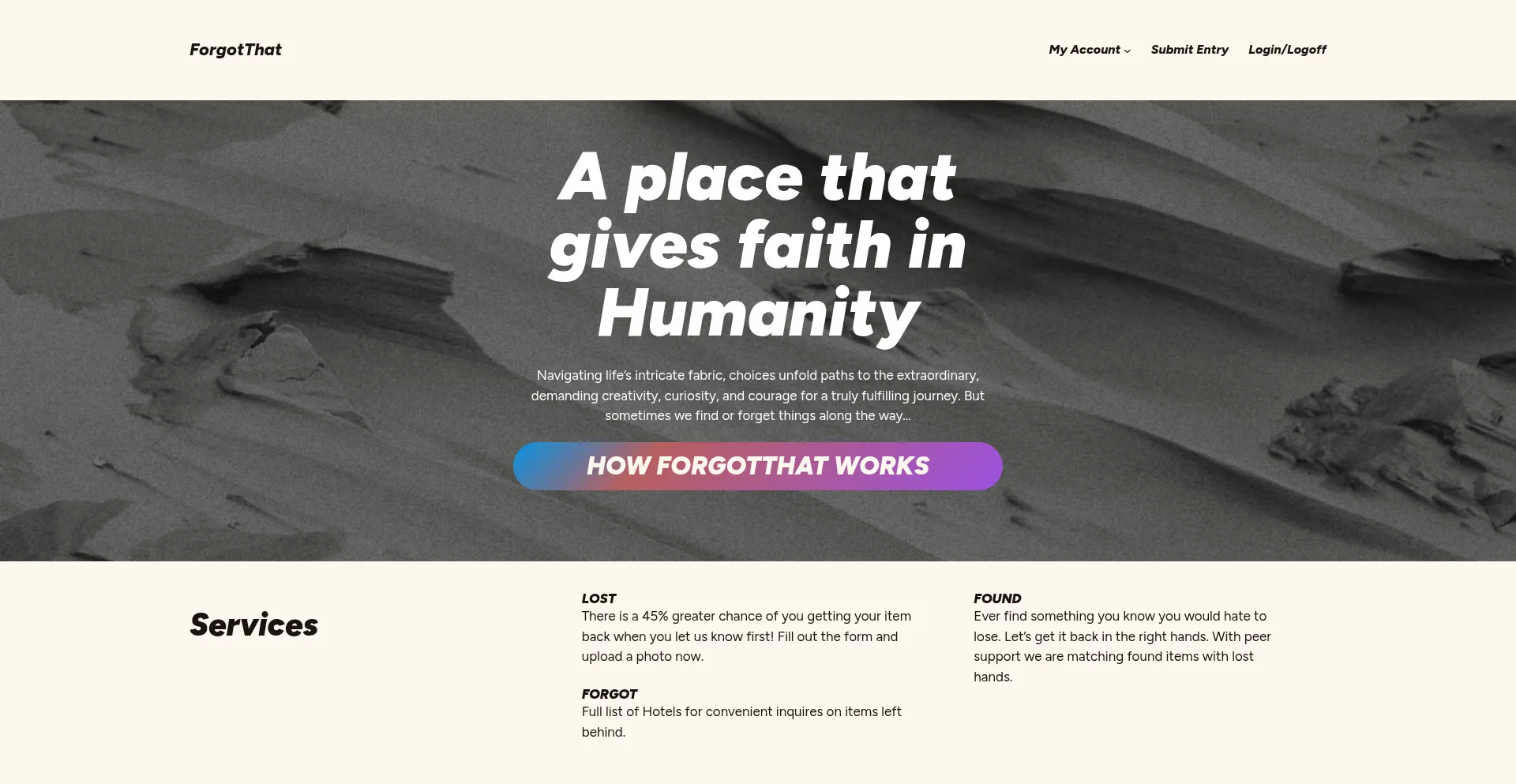 Website screenshot of Forgotthat.com