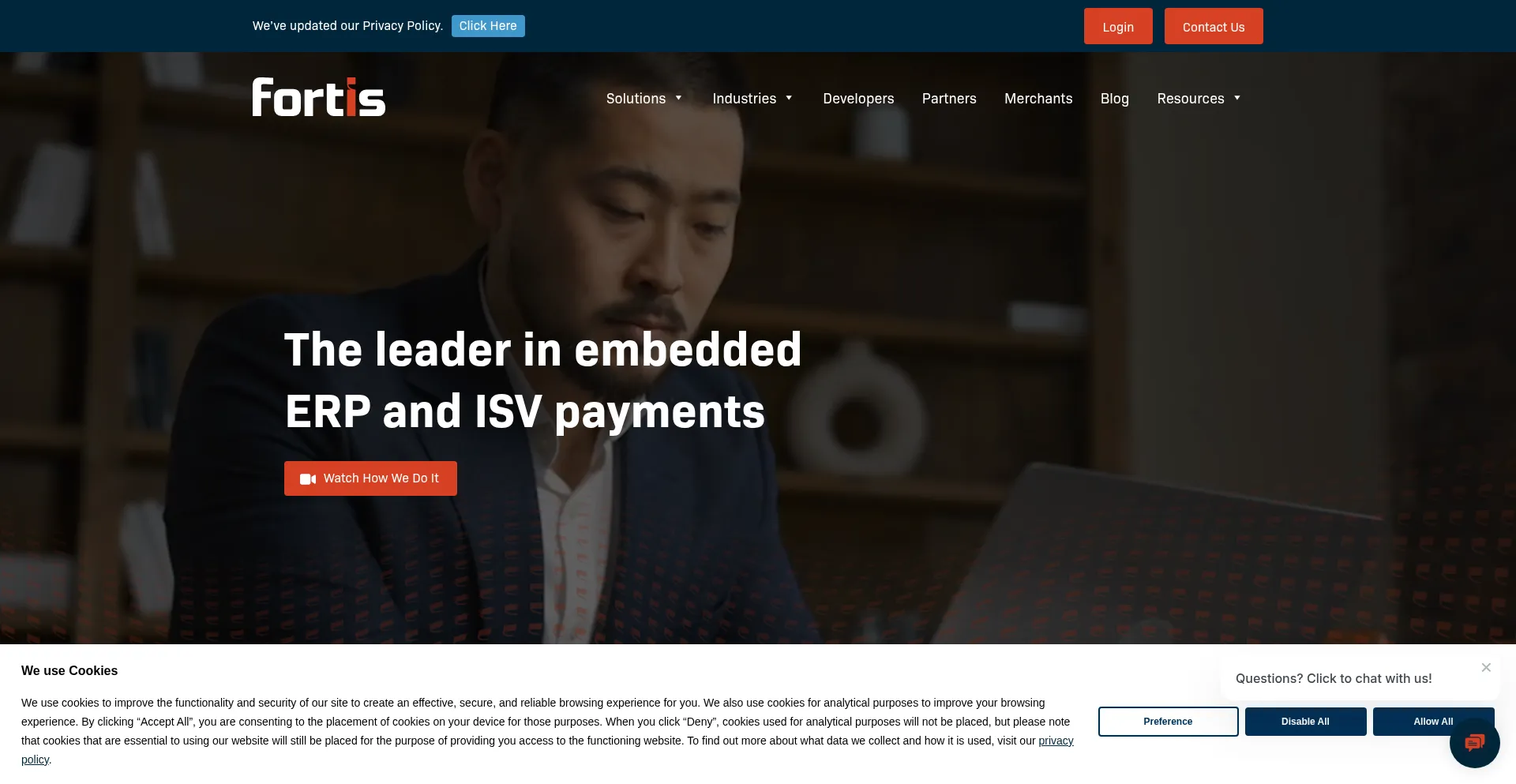 Website screenshot of Fortispay.com