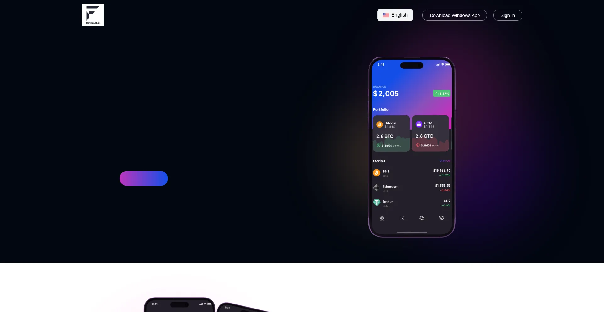 Website screenshot of Fortivault.io