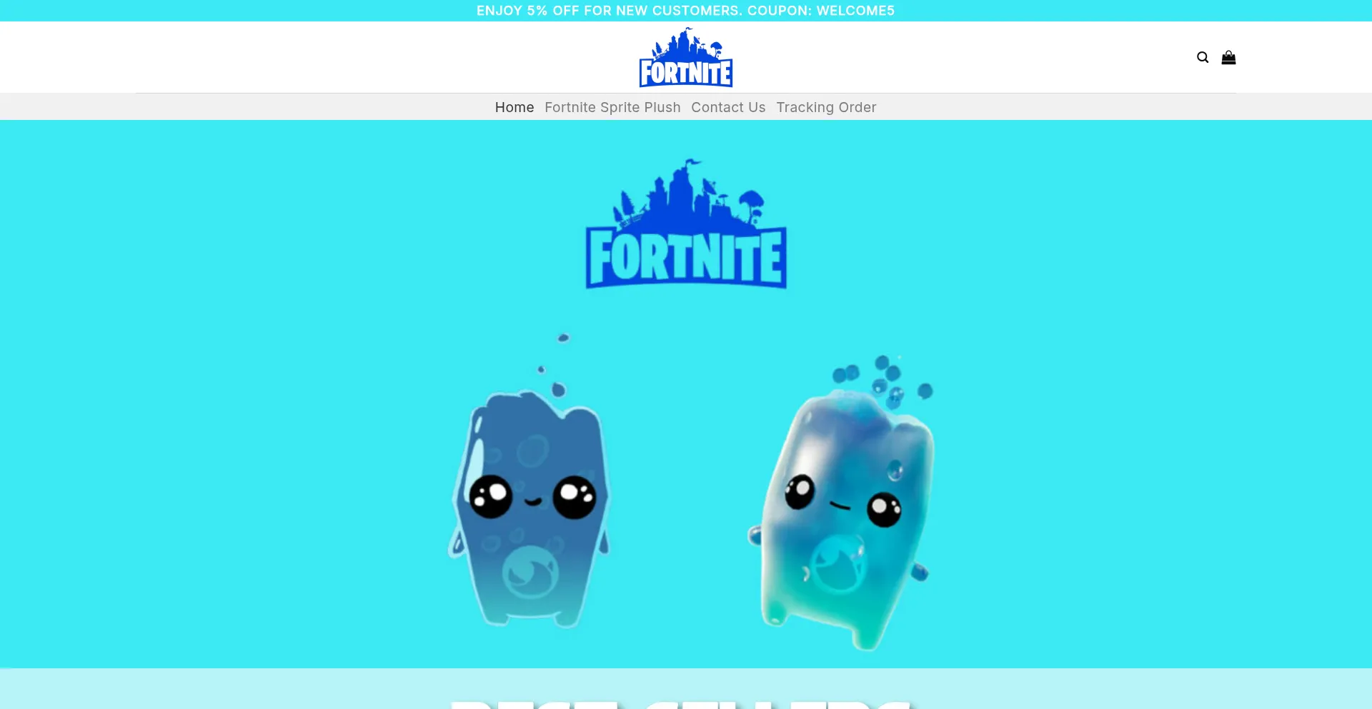 Website screenshot of Fortnitespriteplushies.store