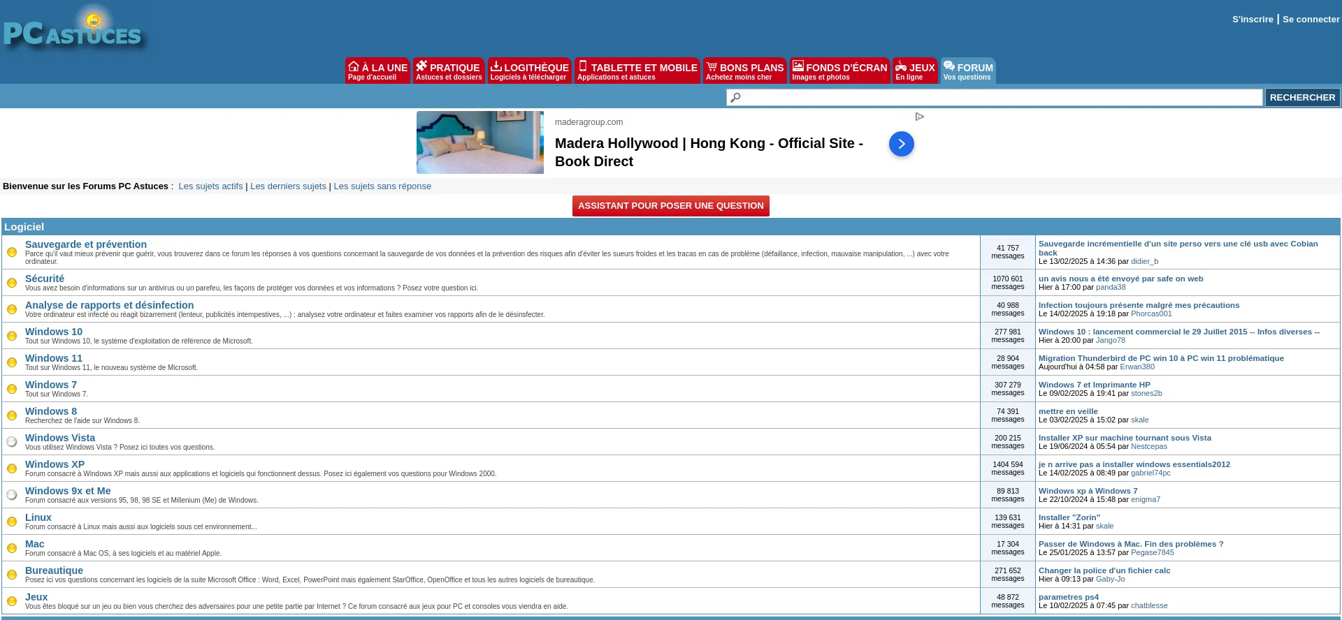 Website screenshot of Forum.pcastuces.com