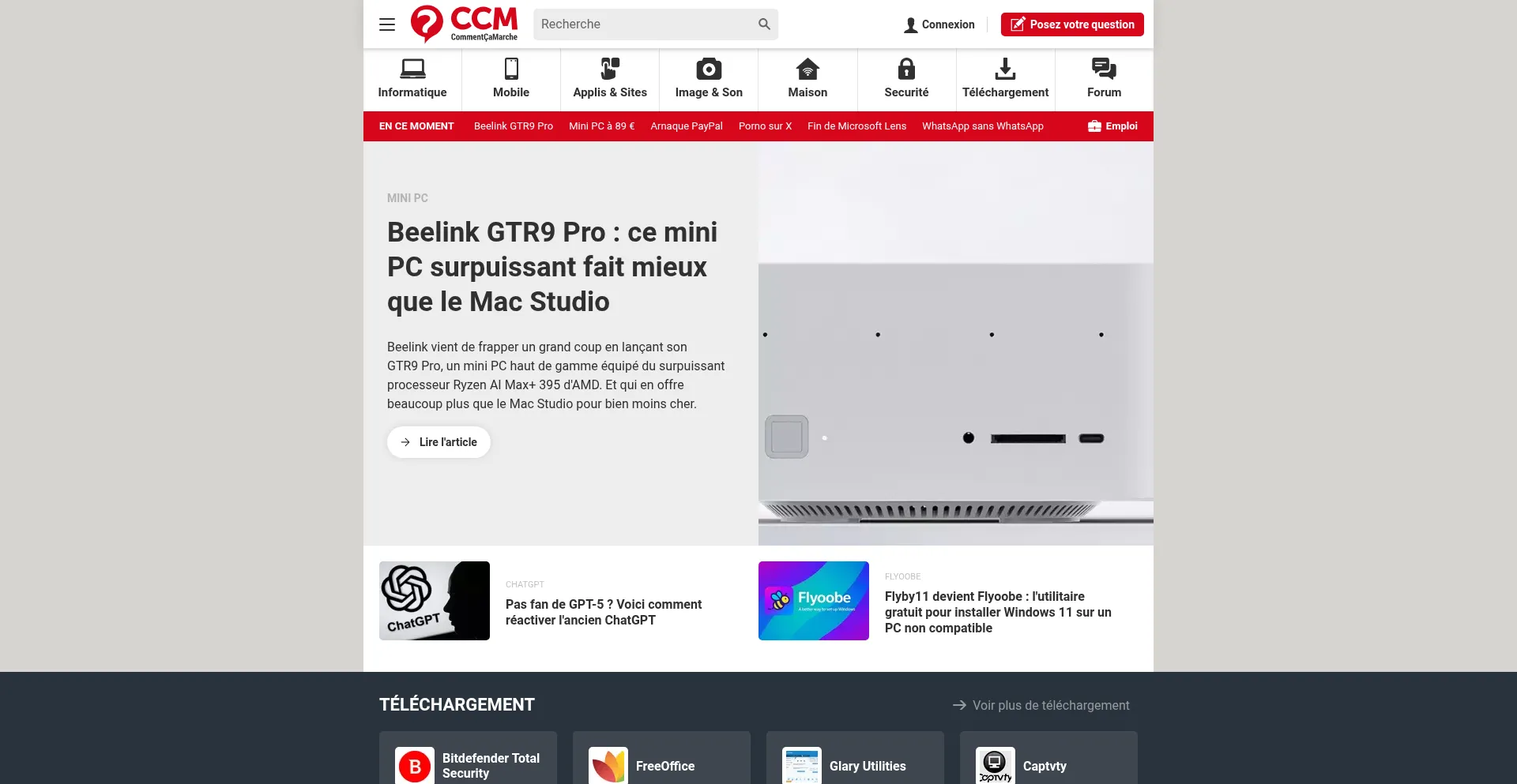 Website screenshot of Forums.commentcamarche.net