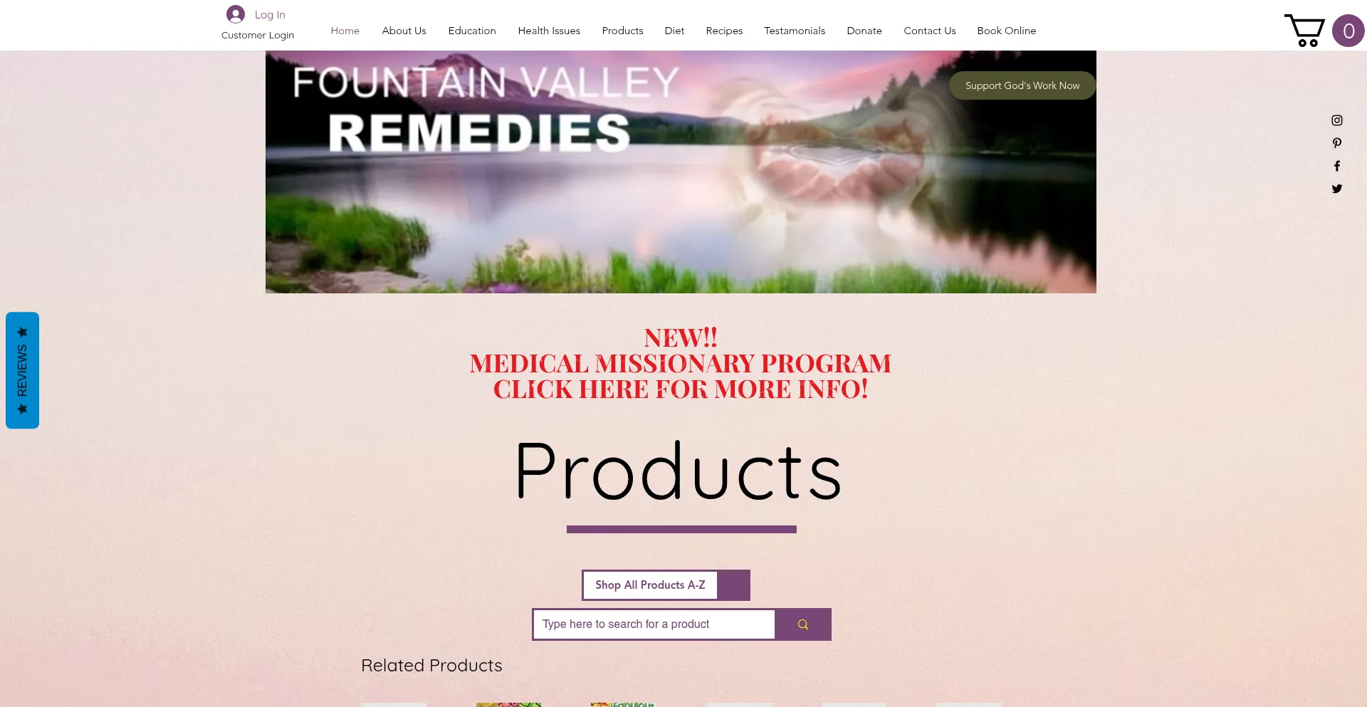 Website screenshot of Fountainvalleyremedies.com