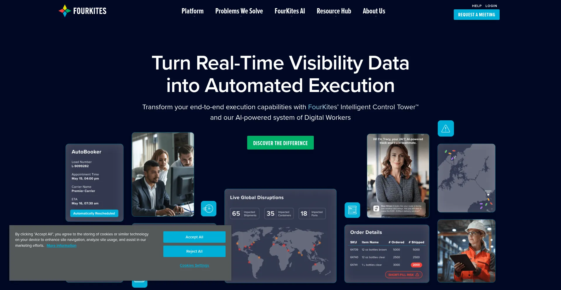 Website screenshot of Fourkites.com