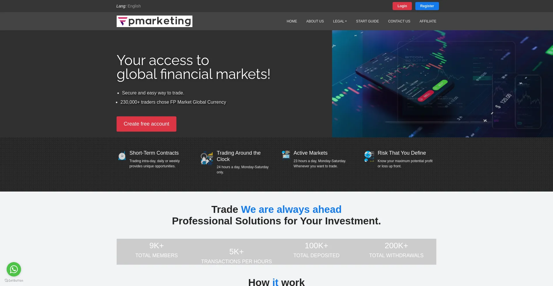 Website screenshot of Fpmarketglobalcurrency.info