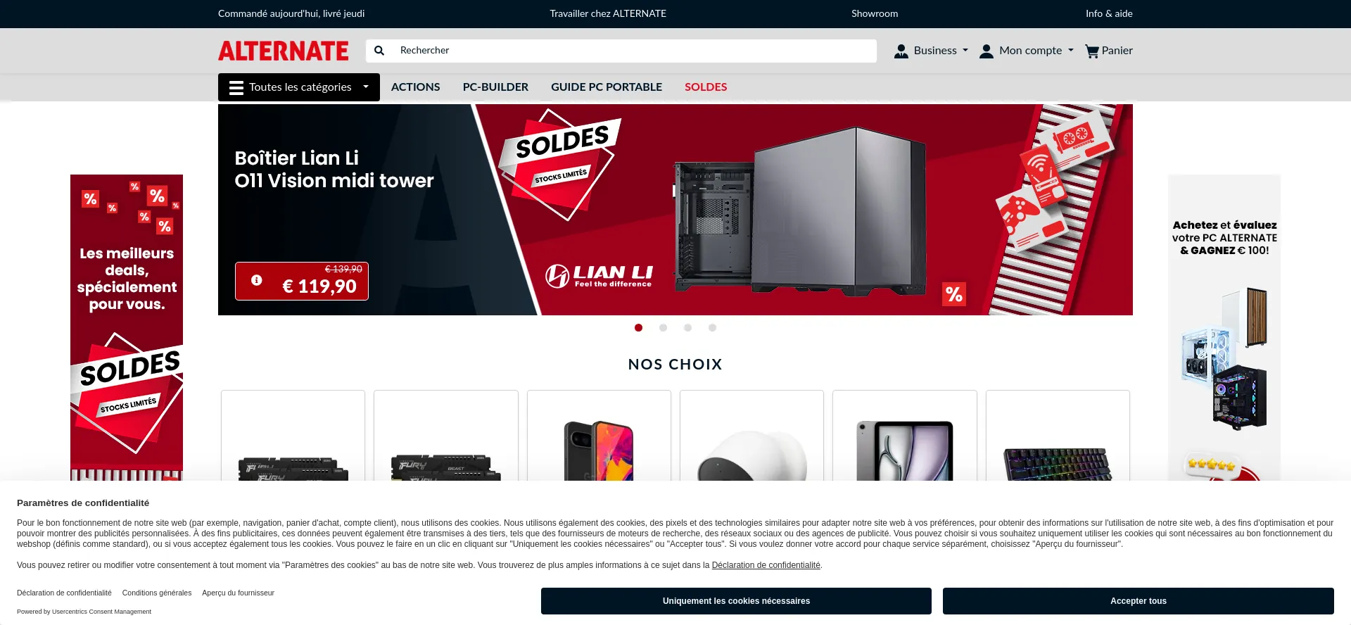 Website screenshot of Fr.alternate.be
