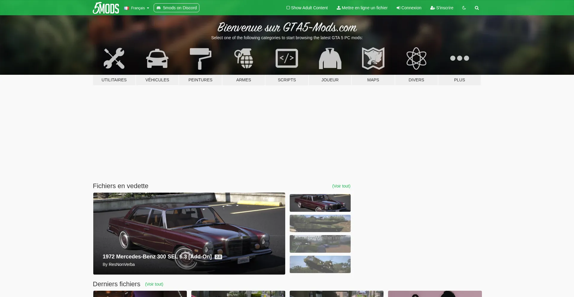 Website screenshot of Fr.gta5-mods.com