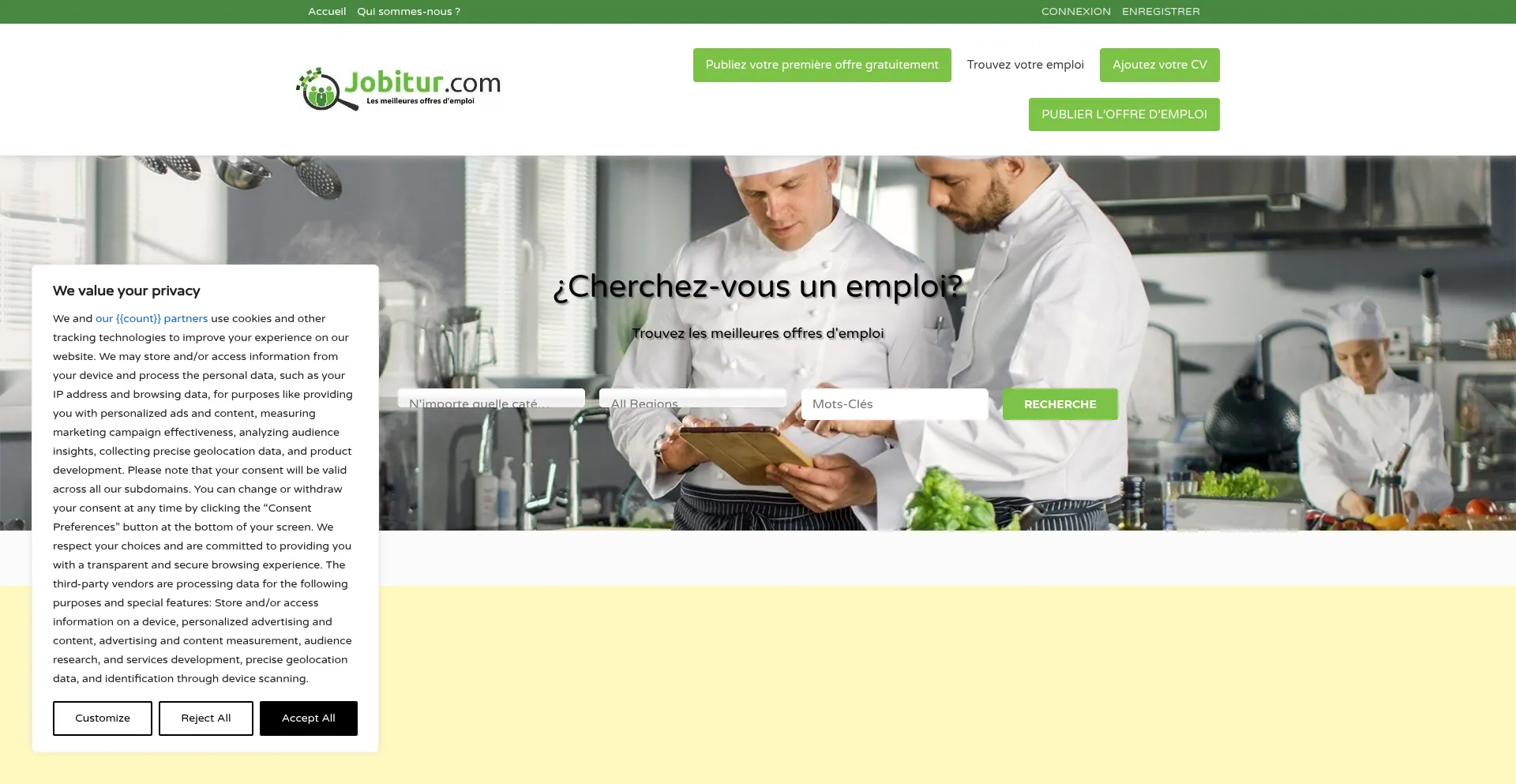 Website screenshot of Fr.jobitur.com