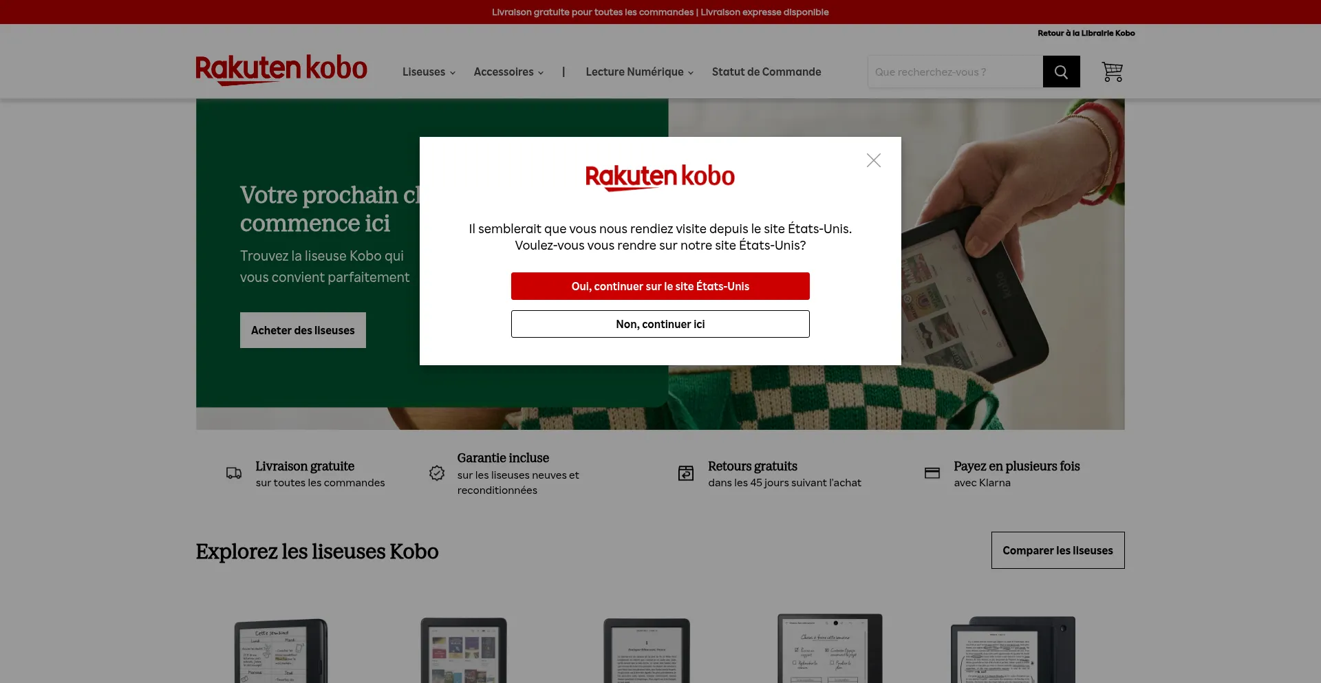 Website screenshot of Fr.kobobooks.com