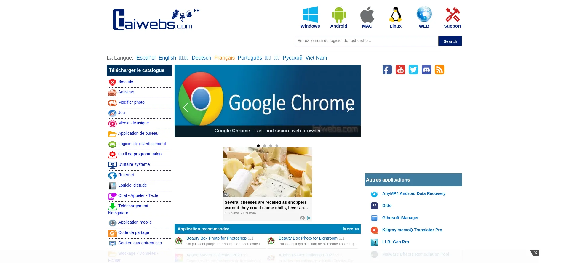 Website screenshot of Fr.taiwebs.com
