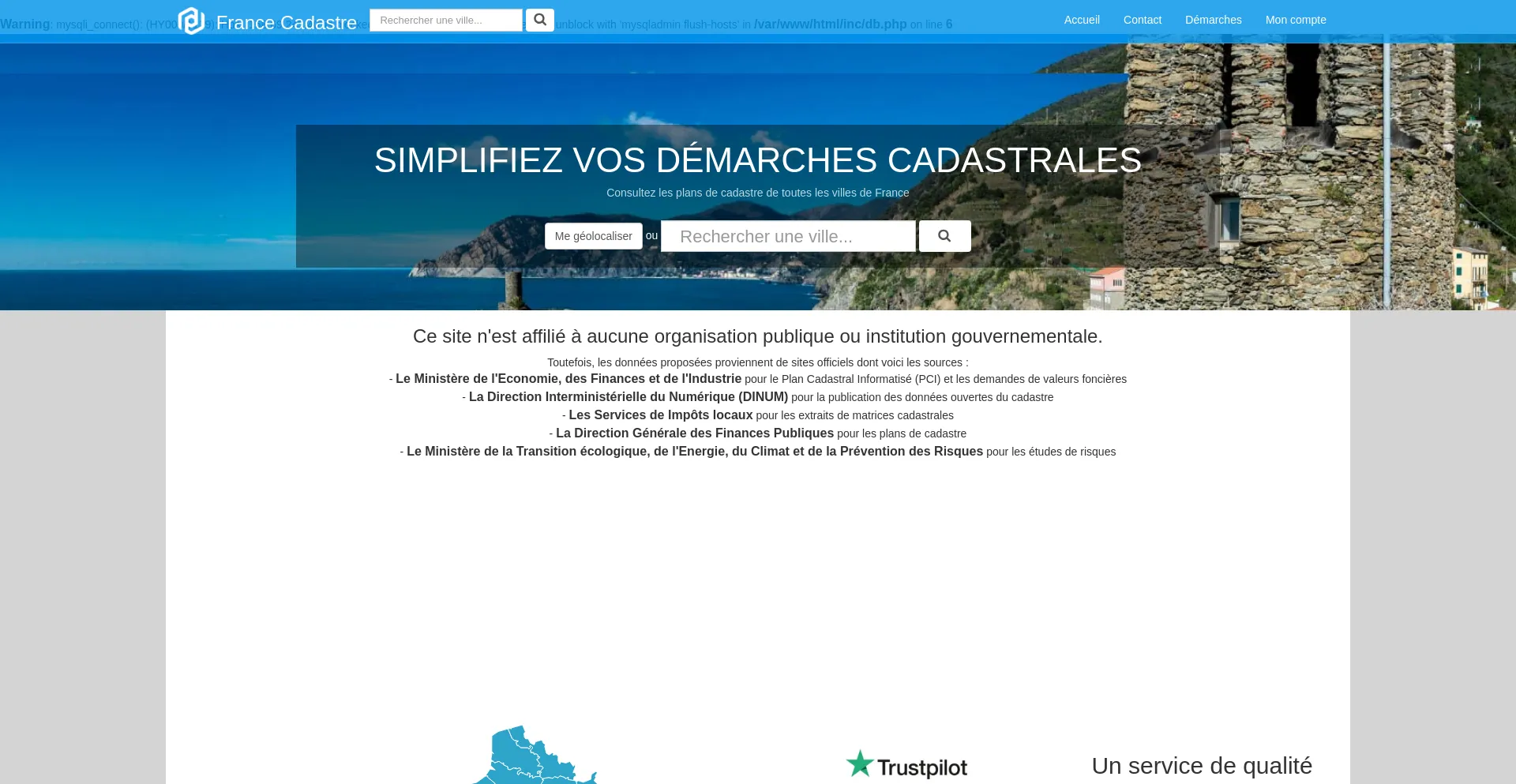 Website screenshot of France-cadastre.fr