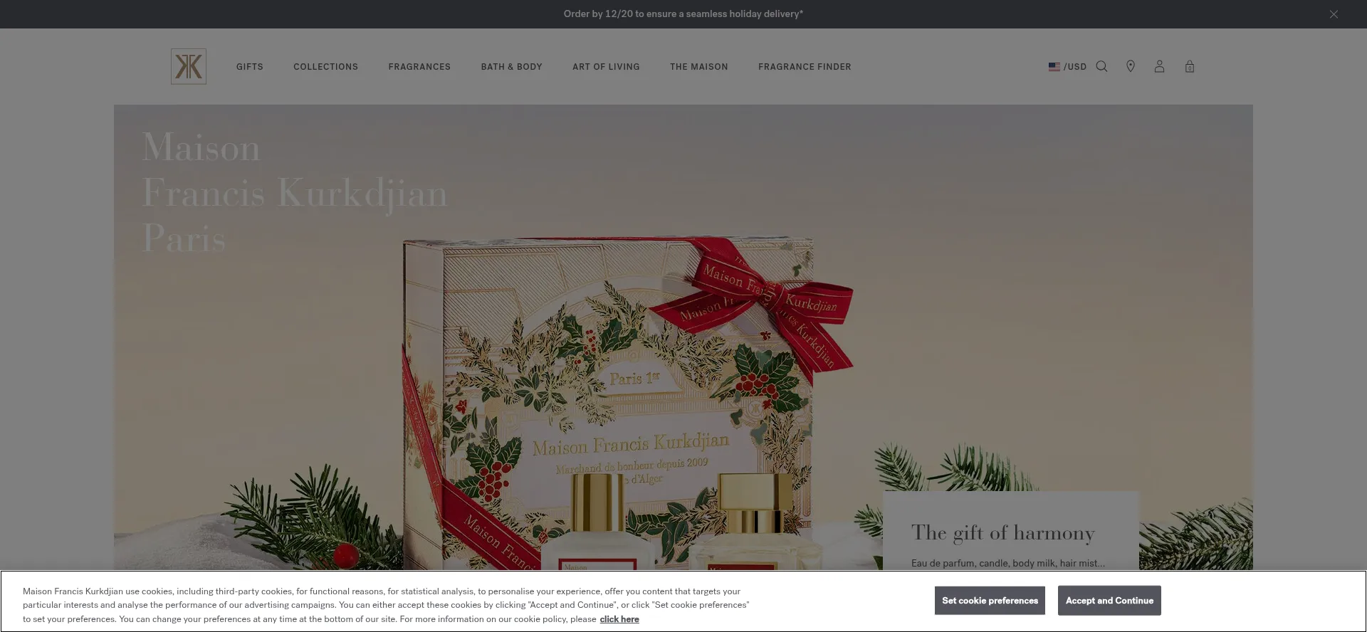 Website screenshot of Franciskurkdjian.com
