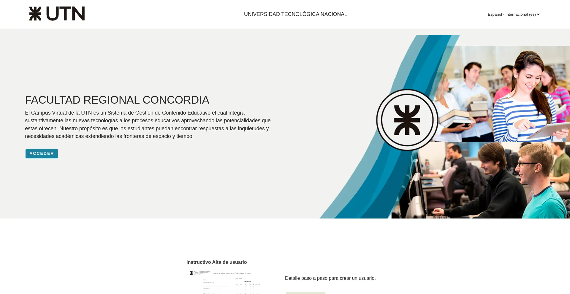 Website screenshot of Frcon.cvg.utn.edu.ar