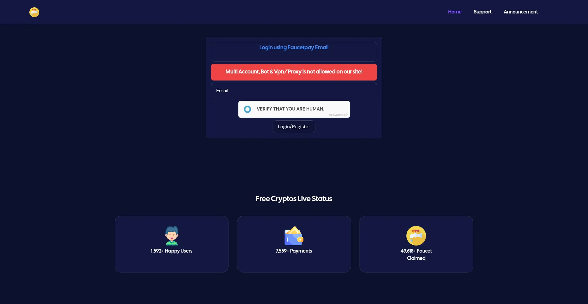 Website screenshot of Free-cryptos.com