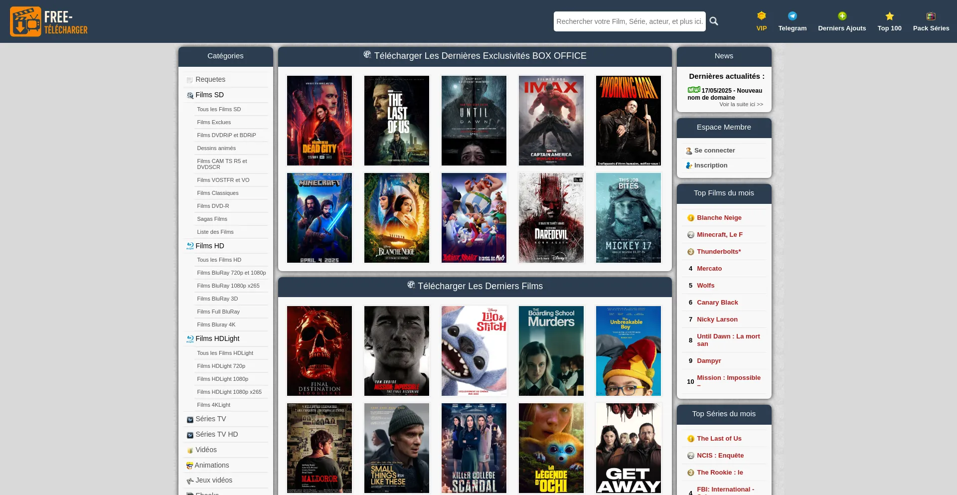 Website screenshot of Free-telecharger.life