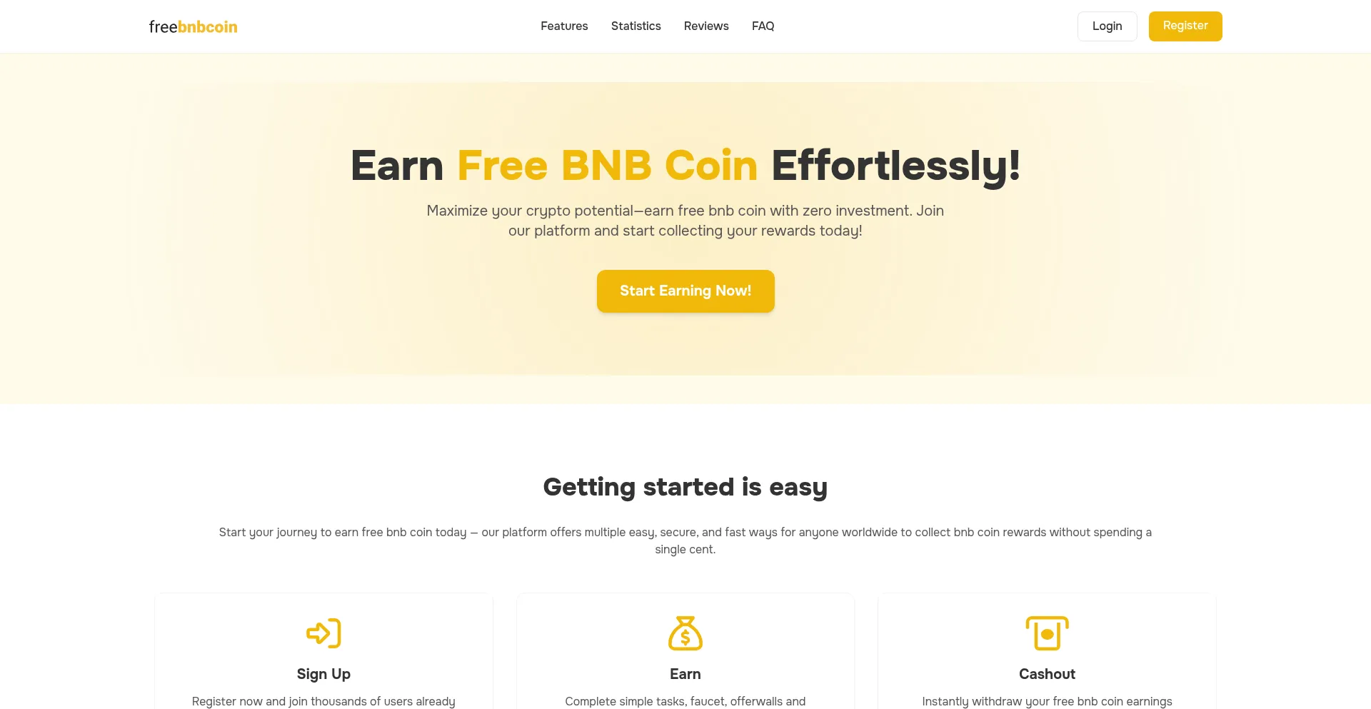 Website screenshot of Freebnbcoin.com